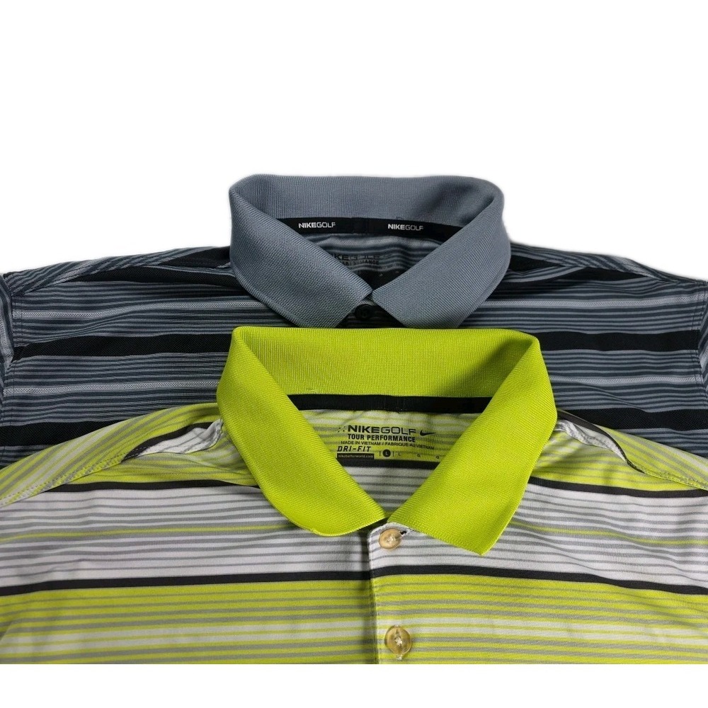 Nike Golf Shirt Mens Large Striped Tour Performance Dri Fit Polo lot of 2